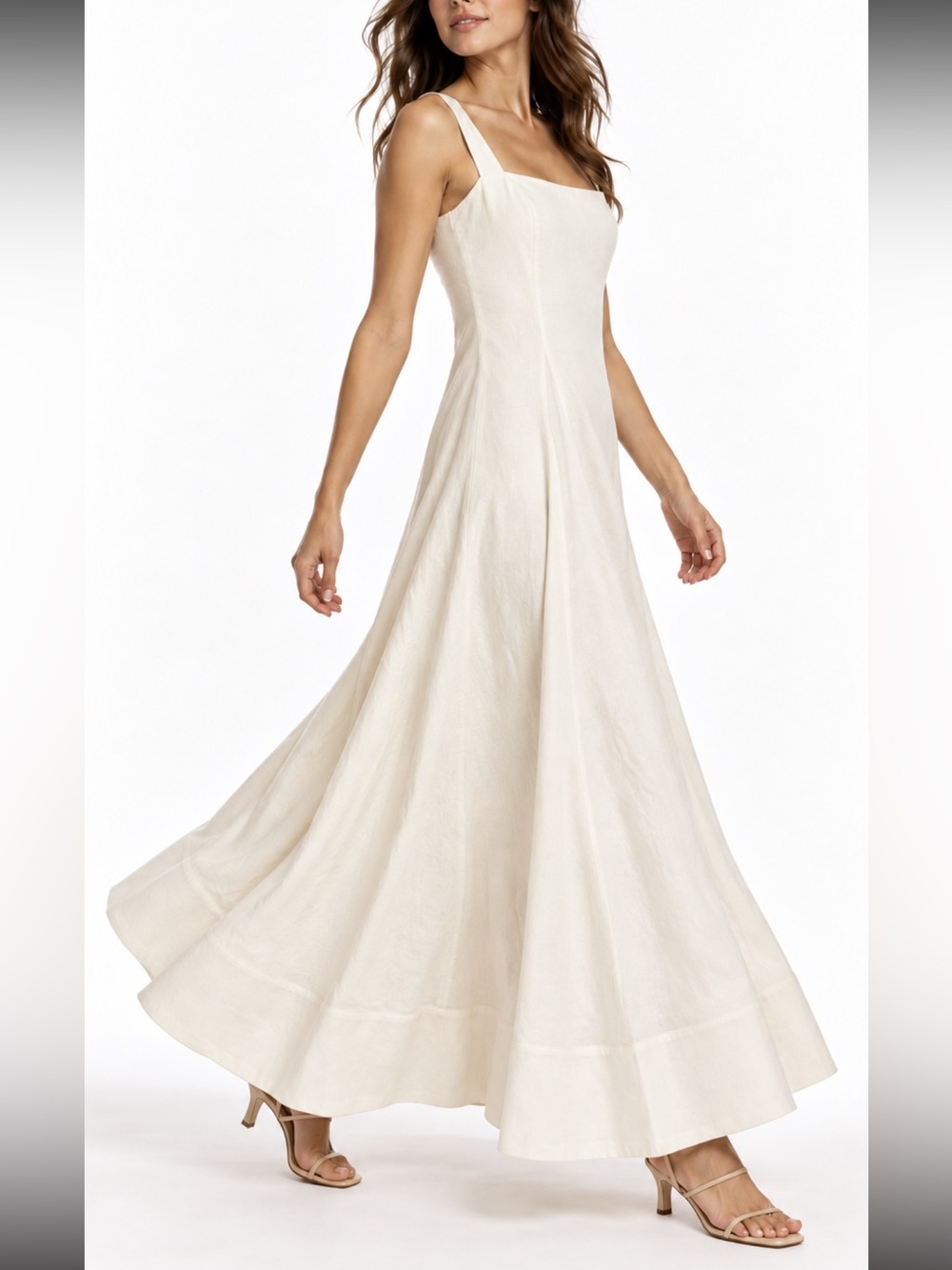 Alice + Olivia Polly White Linen-Blend Maxi Dress NWT Size 6 $495 MSRP